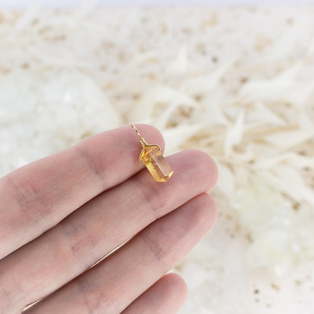 Citrine Mini Double Terminated Crystal Point Pendant - Citrine Mini Double Terminated Crystal Point Pendant - 14k Gold Fill - Luna Tide Handmade Crystal Jewellery