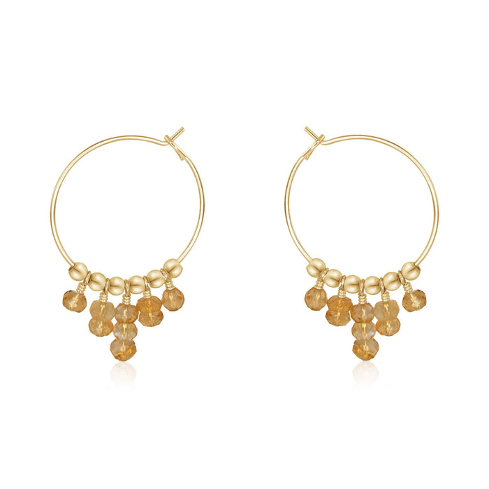 Citrine Statement Hoop Earrings - Citrine Statement Hoop Earrings - 14k Gold Fill - Luna Tide Handmade Crystal Jewellery