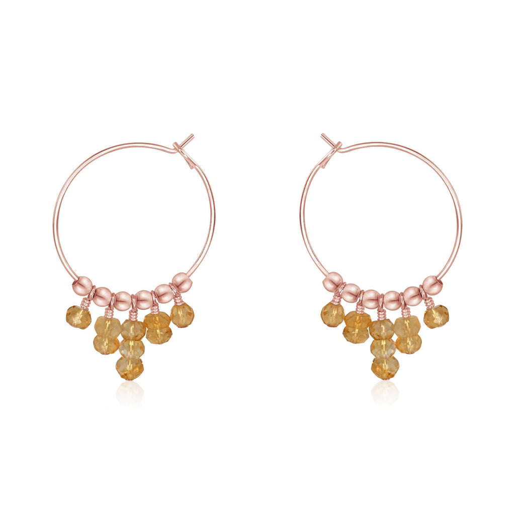 Citrine Statement Hoop Earrings - Citrine Statement Hoop Earrings - 14k Rose Gold Fill - Luna Tide Handmade Crystal Jewellery