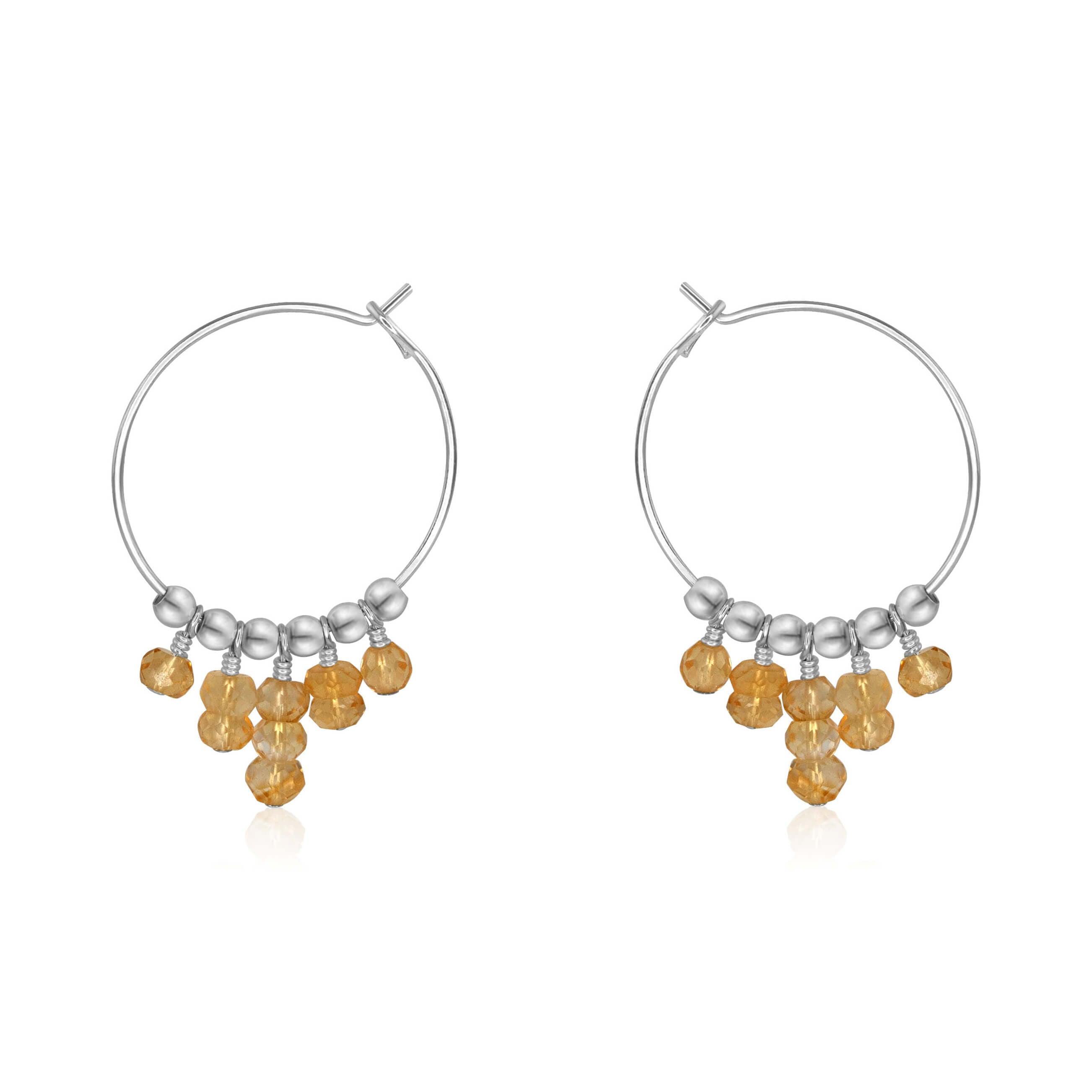 Citrine Statement Hoop Earrings - Citrine Statement Hoop Earrings - Sterling Silver - Luna Tide Handmade Crystal Jewellery
