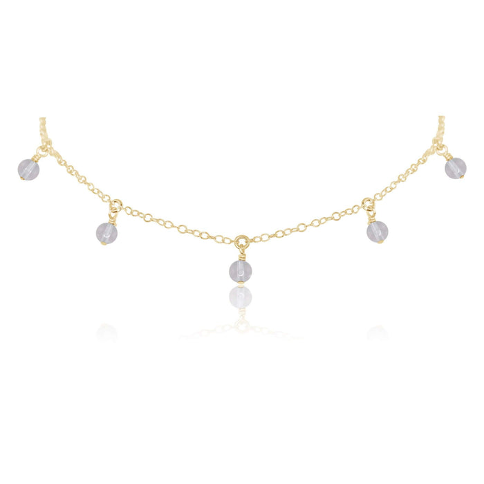 Bead Drop Choker - Crystal Quartz - 14K Gold Fill - Luna Tide Handmade Jewellery