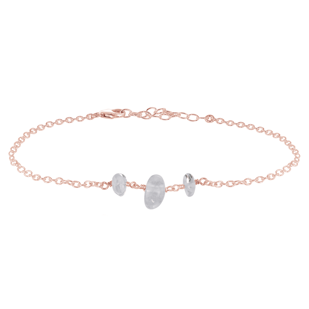 Crystal Quartz Beaded Chain Anklet - Crystal Quartz Beaded Chain Anklet - 14k Rose Gold Fill - Luna Tide Handmade Crystal Jewellery