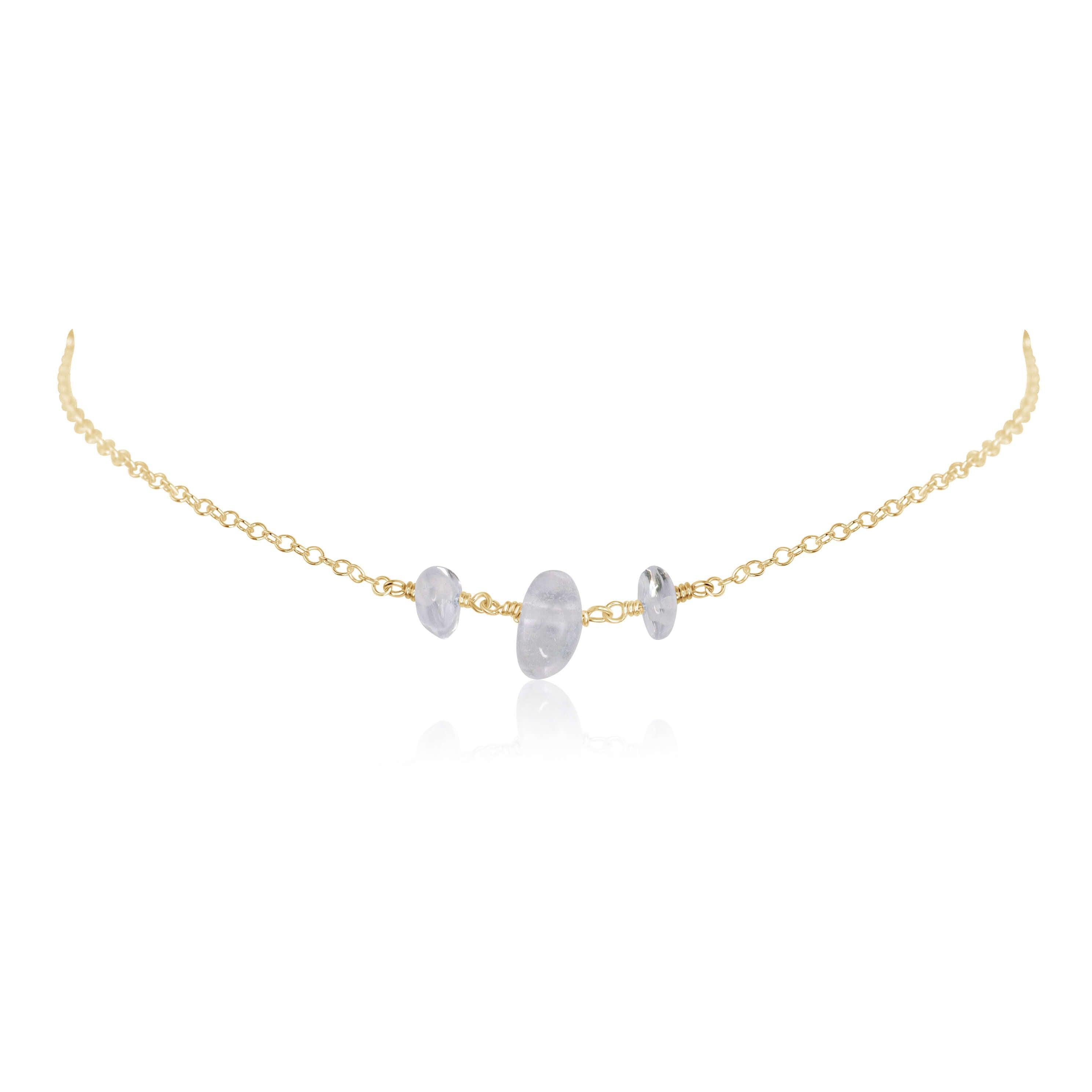 Crystal Quartz Beaded Chain Choker Necklace - Crystal Quartz Beaded Chain Choker Necklace - 14k Gold Fill - Luna Tide Handmade Crystal Jewellery