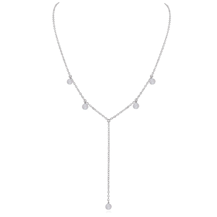 Crystal Quartz Boho Lariat Necklace - Crystal Quartz Boho Lariat Necklace - Stainless Steel - Luna Tide Handmade Crystal Jewellery