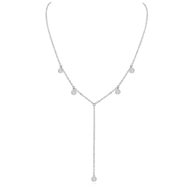 Boho Y Necklace - Crystal Quartz - Stainless Steel - Luna Tide Handmade Jewellery