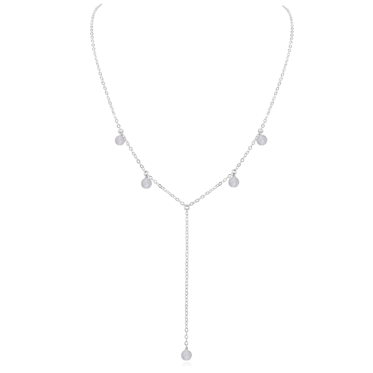 Boho Y Necklace - Crystal Quartz - Sterling Silver - Luna Tide Handmade Jewellery