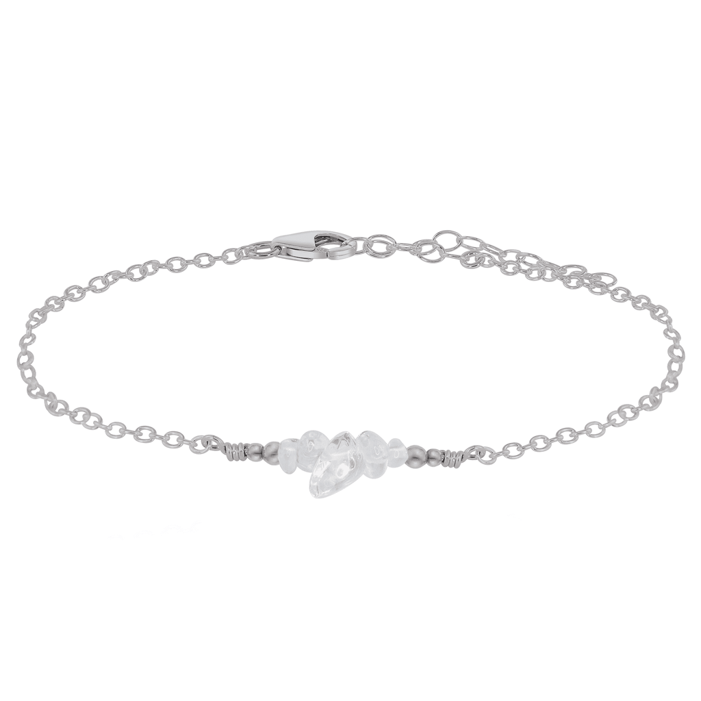 Crystal quartz Chip Bead Bar Anklet - Crystal quartz Chip Bead Bar Anklet - Stainless Steel - Luna Tide Handmade Crystal Jewellery