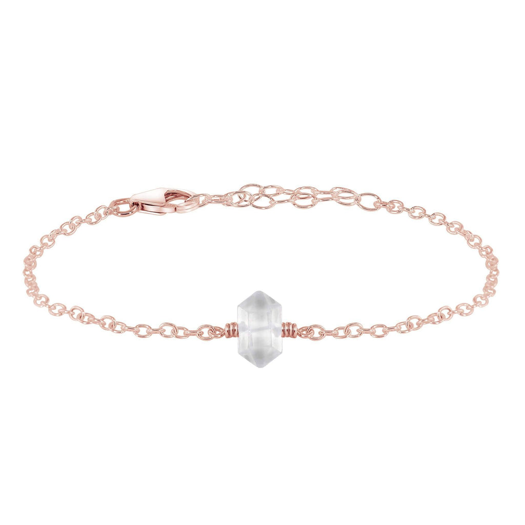 Crystal Quartz Double Terminated Mini Crystal Point Bracelet - Crystal Quartz Double Terminated Mini Crystal Point Bracelet - 14k Rose Gold Fill - Luna Tide Handmade Crystal Jewellery
