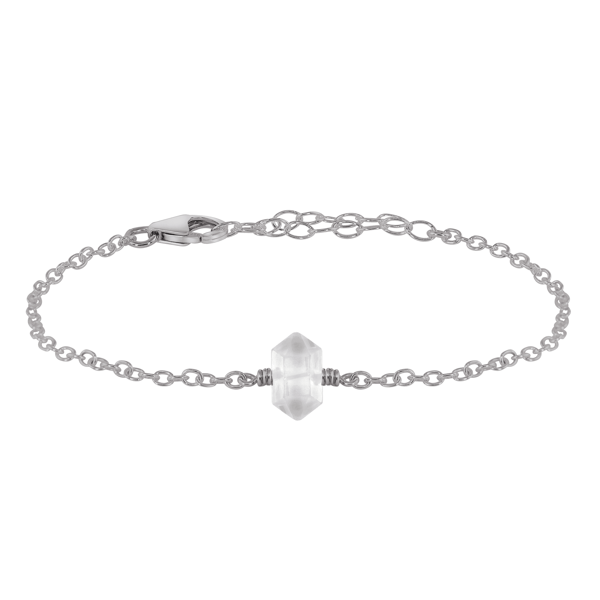 Crystal Quartz Double Terminated Mini Crystal Point Bracelet - Crystal Quartz Double Terminated Mini Crystal Point Bracelet - Stainless Steel - Luna Tide Handmade Crystal Jewellery