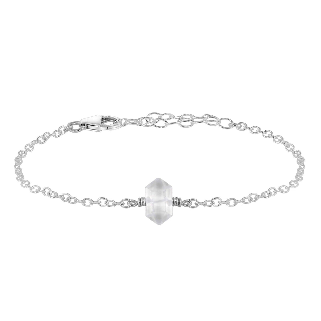 Crystal Quartz Double Terminated Mini Crystal Point Bracelet - Crystal Quartz Double Terminated Mini Crystal Point Bracelet - Sterling Silver - Luna Tide Handmade Crystal Jewellery