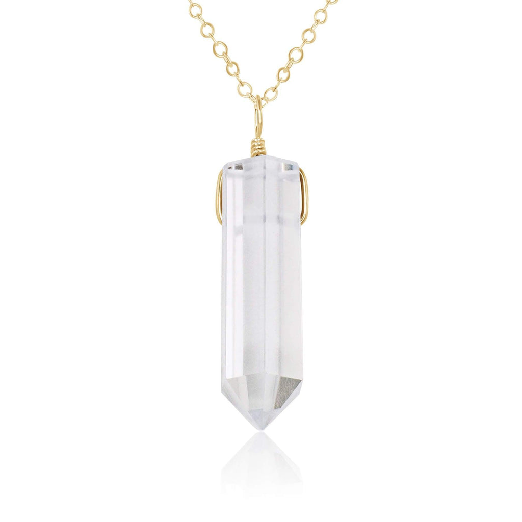 Crystal Quartz Generator Point Pendant Necklace - Crystal Quartz Generator Point Pendant Necklace - 14k Gold Fill / Cable - Luna Tide Handmade Crystal Jewellery