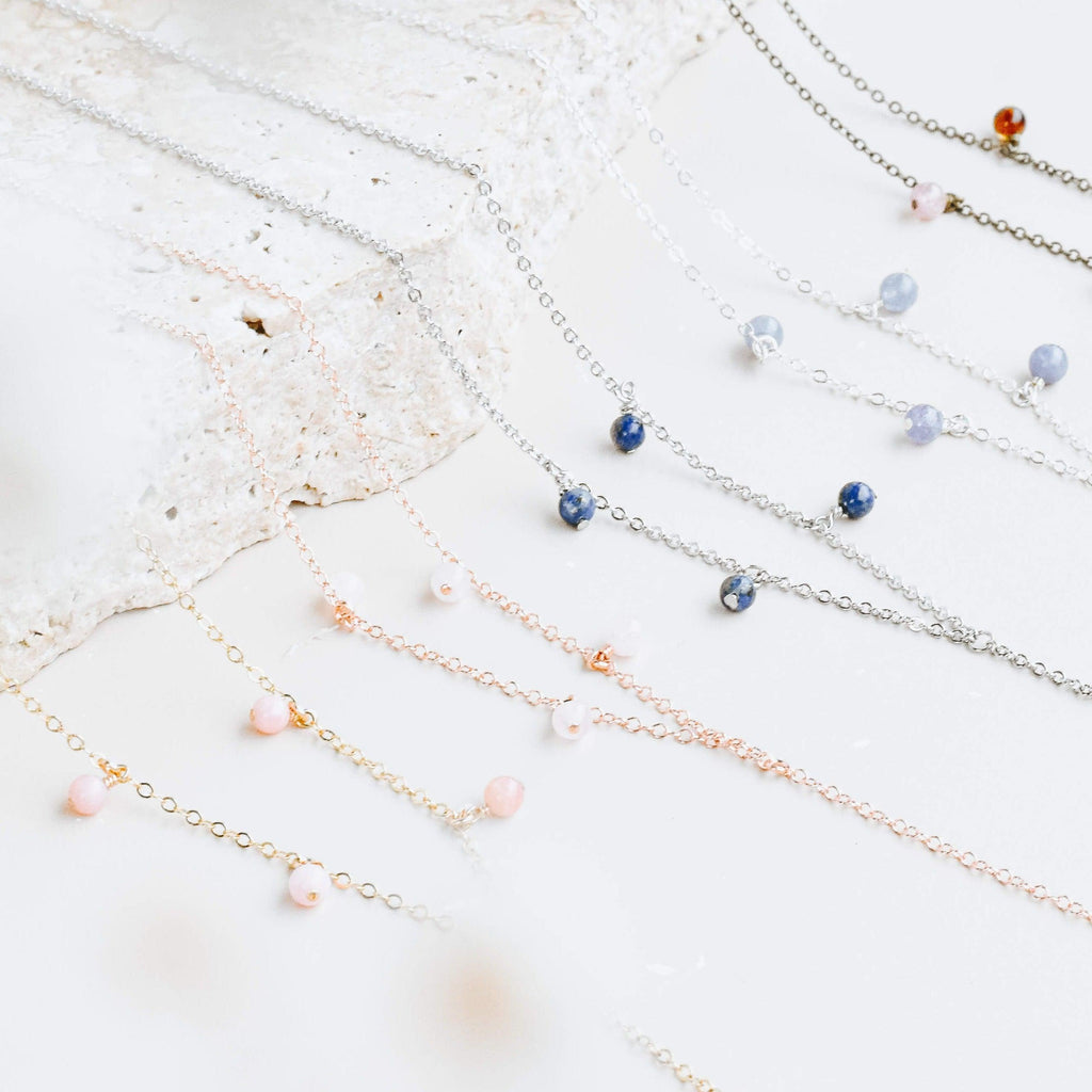 Boho Y Necklace - Multiple Gemstones - 14K Gold Fill - 14K Rose Gold Fill - Stainless Steel - Sterling Silver - Bronze - Luna Tide Handmade Jewellery