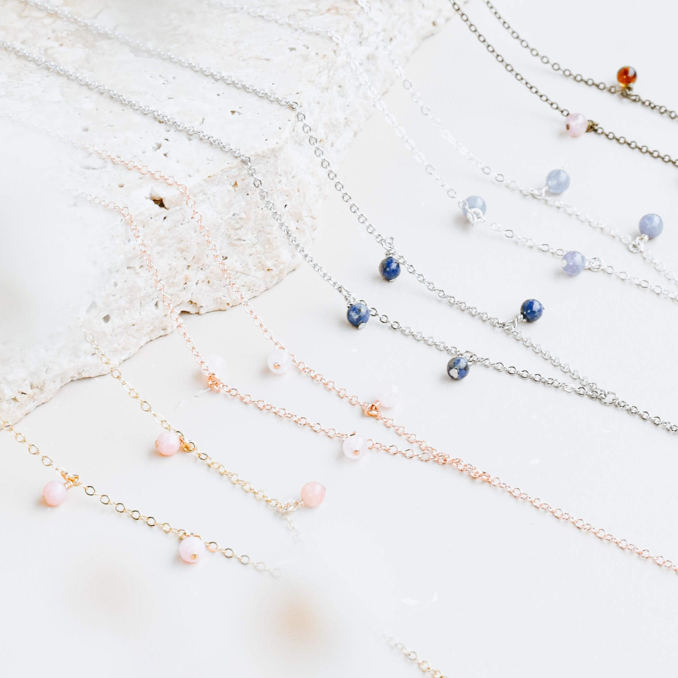 Boho Y Necklace - Multiple Gemstones - 14K Gold Fill - 14K Rose Gold Fill - Stainless Steel - Sterling Silver - Bronze - Luna Tide Handmade Jewellery