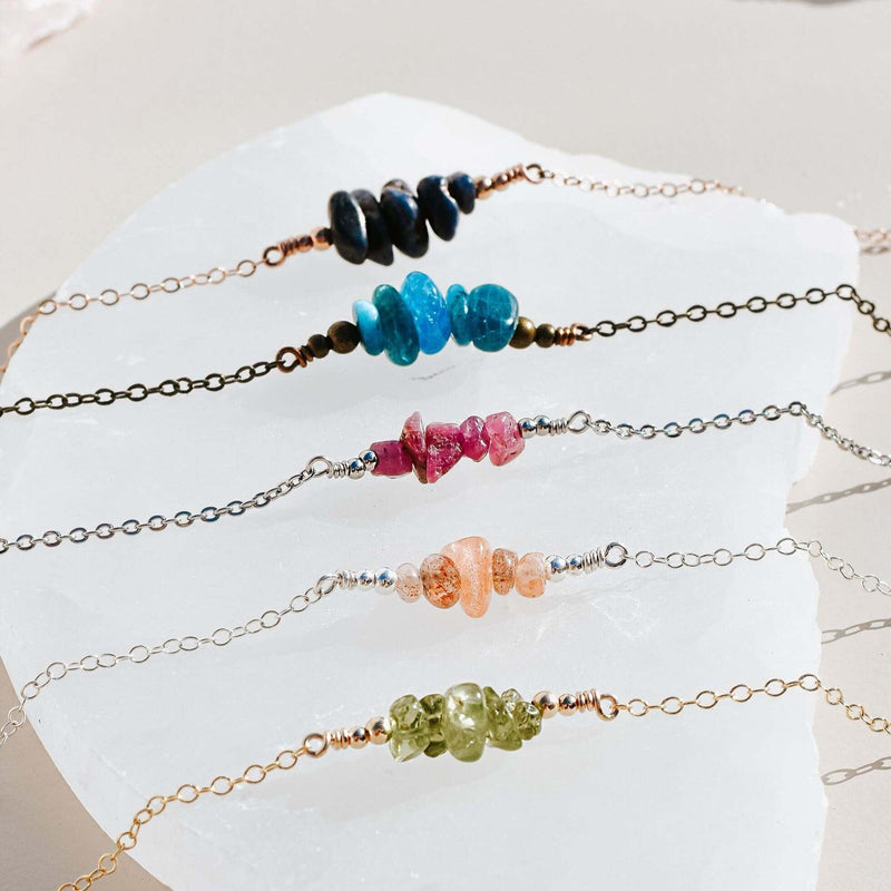 Custom Crystal Chip Bead Bar Necklace Luna Tide