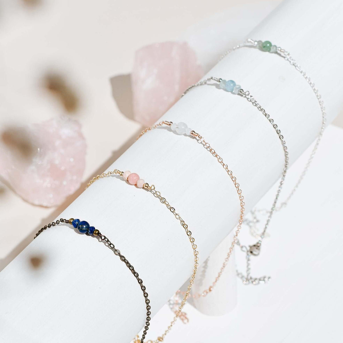 Custom Dainty Gemstone Anklet Luna Tide