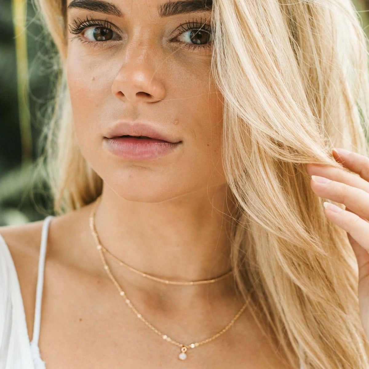 Custom Layered Crystal Bead Drop Choker Necklace Luna Tide