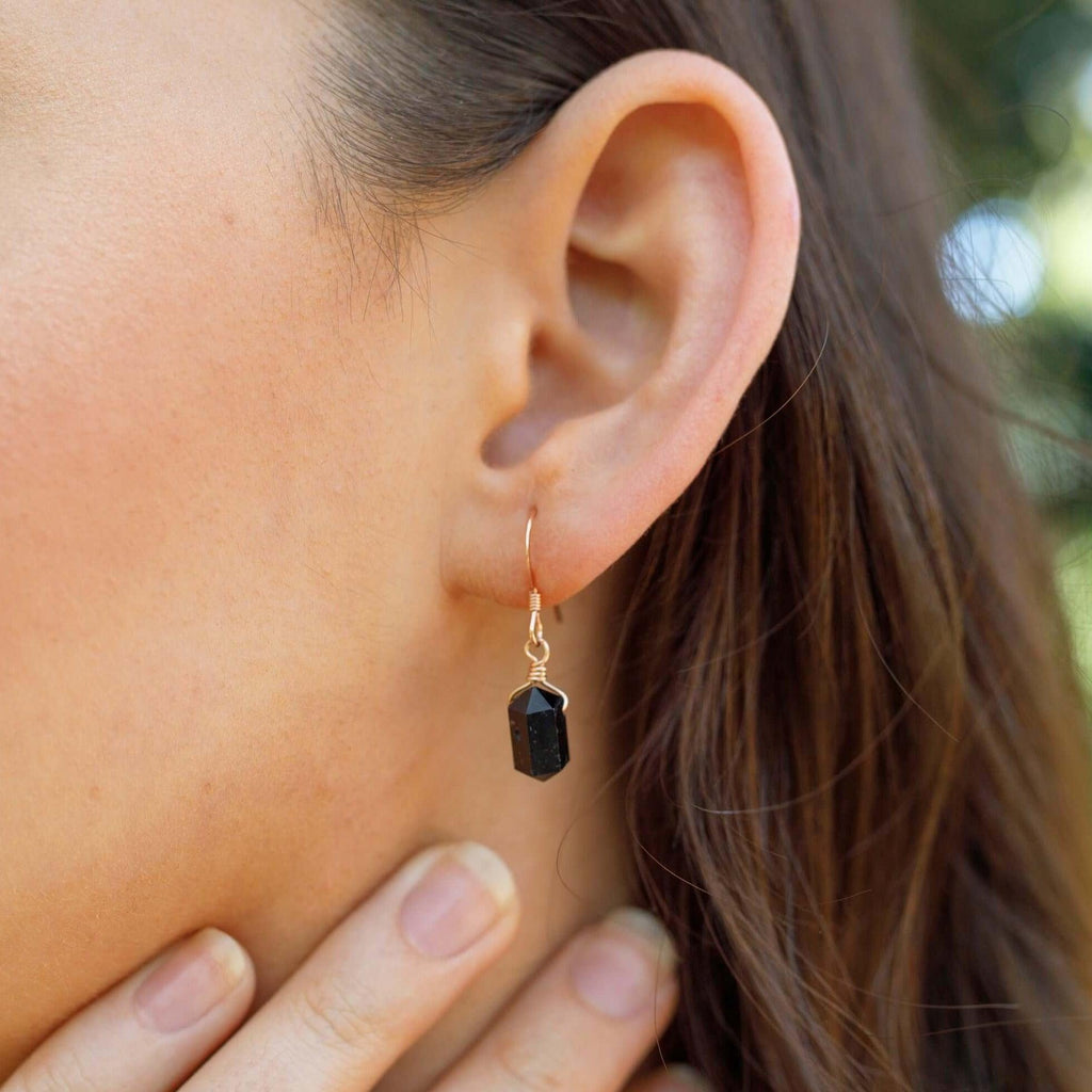 Custom Mini Double Terminated Crystal Point Dangle Drop Earrings - Custom Mini Double Terminated Crystal Point Dangle Drop Earrings - 14k Gold Fill - Luna Tide Handmade Crystal Jewellery