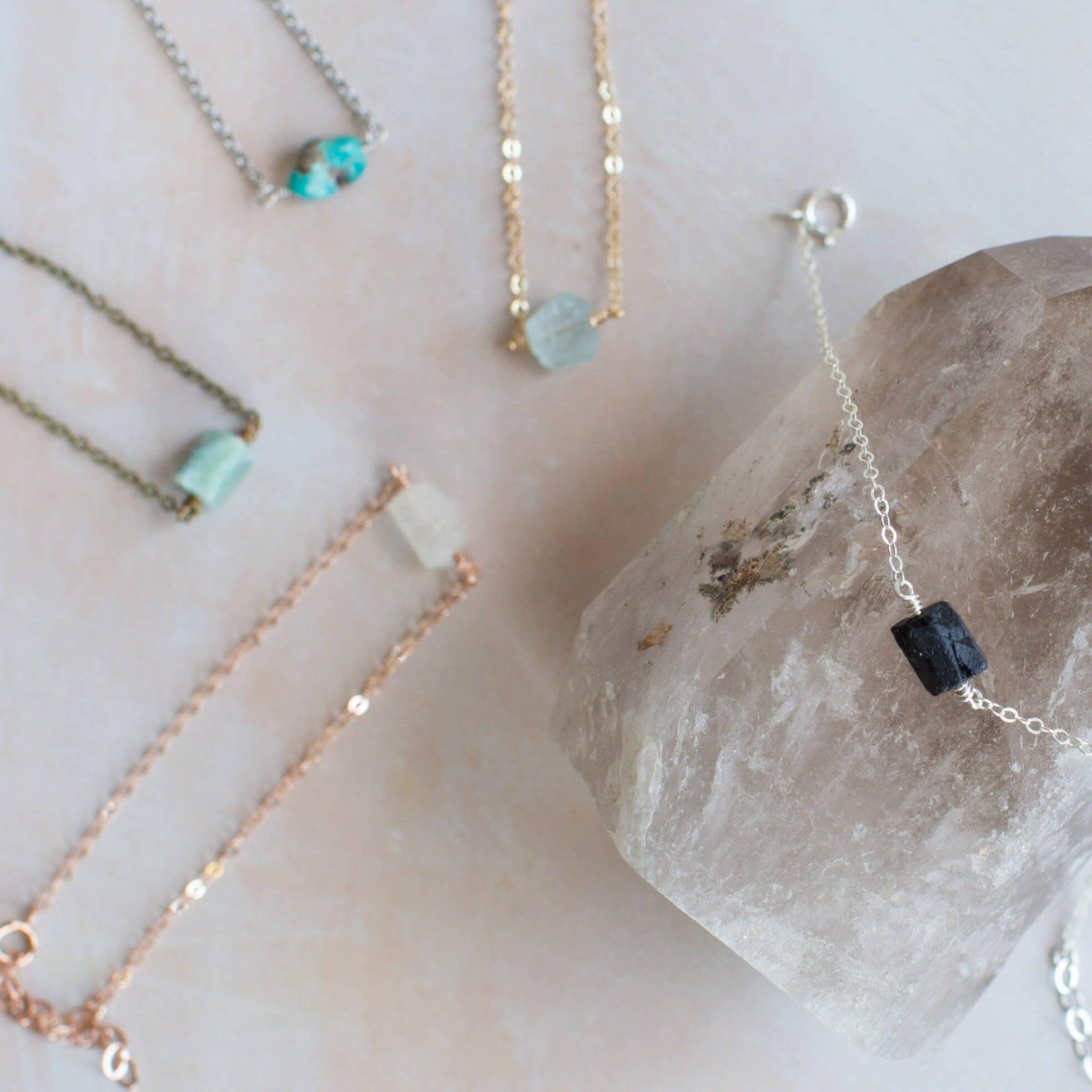 Raw Nugget Anklet - Bronze - 14K Gold Fill - Sterling Silver - Stainless Steel - 14K Rose Gold Fill - Luna Tide Handmade Jewellery