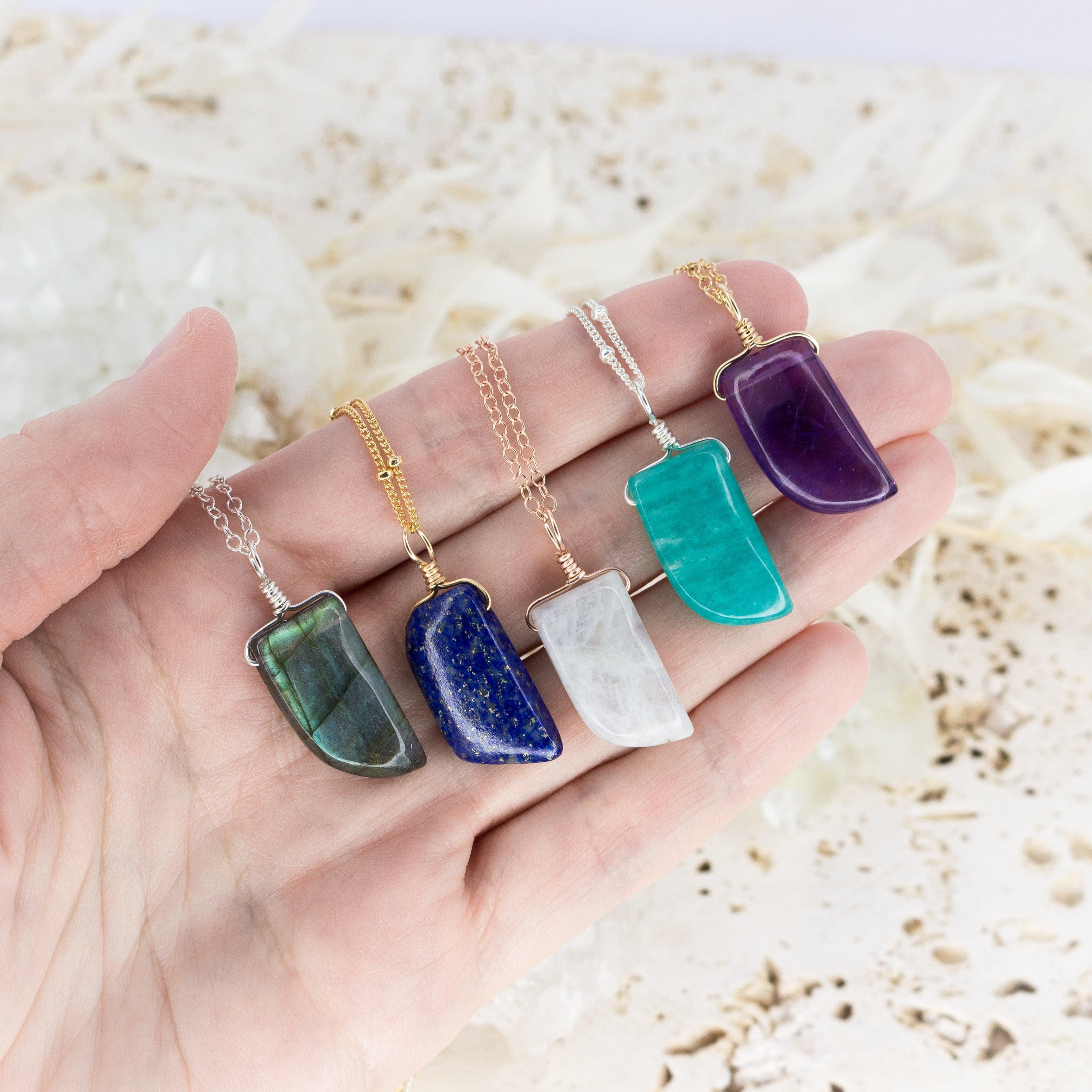 Custom Small Smooth Gentle Point Crystal Pendant Necklace Luna Tide