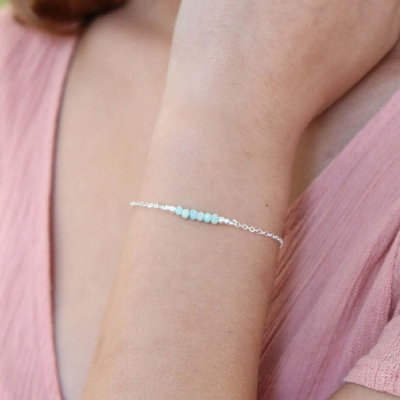 Faceted Bead Bar Bracelet - Sterling Silver - Luna Tide Handmade Jewellery