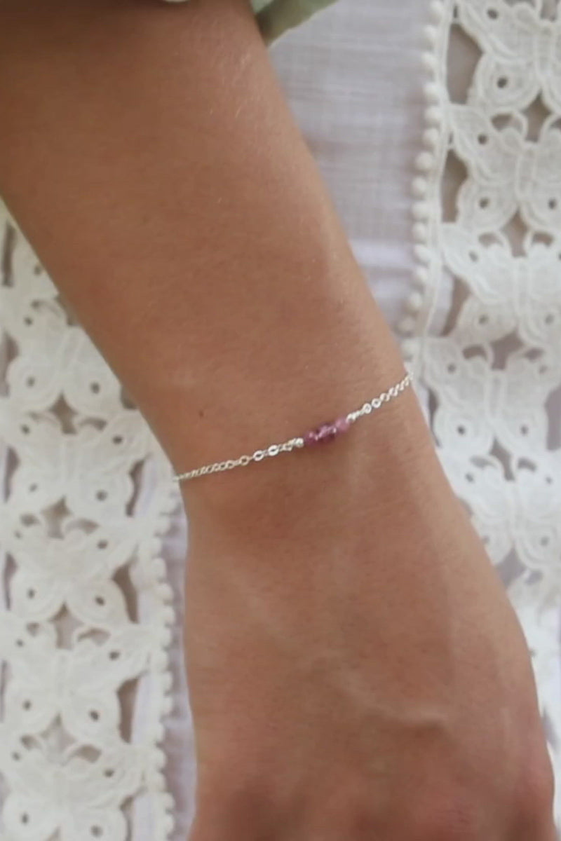 Dainty Pink Tourmaline Gemstone Bracelet