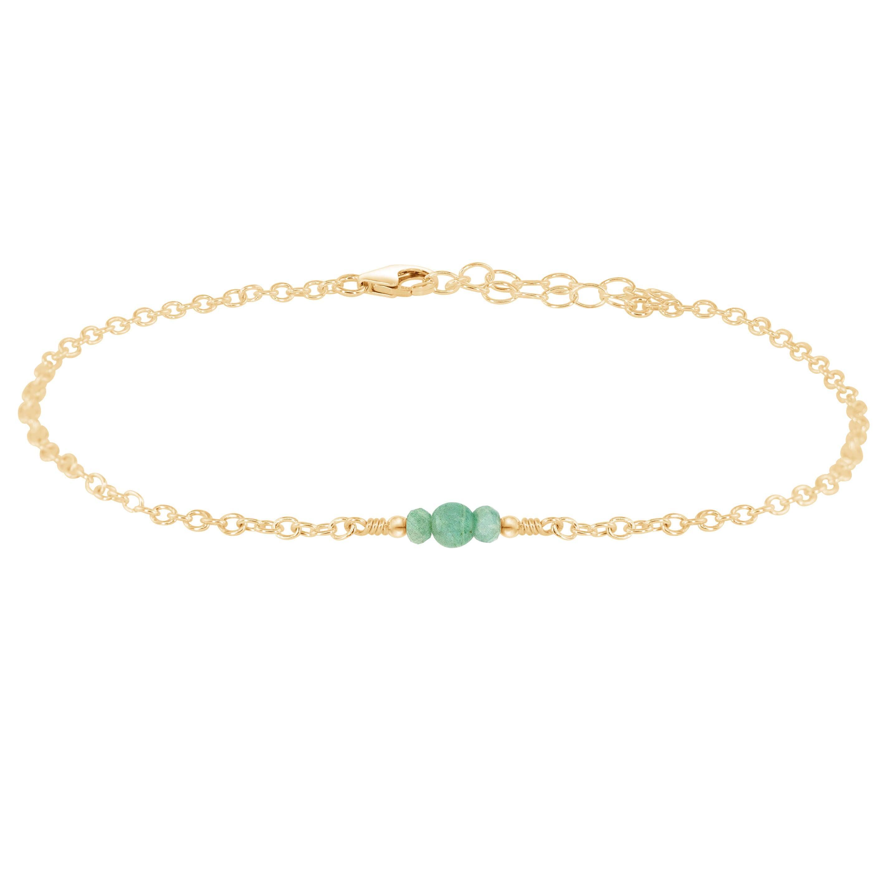 Dainty Amazonite Gemstone Anklet - Dainty Amazonite Gemstone Anklet - 14k Gold Fill - Luna Tide Handmade Crystal Jewellery