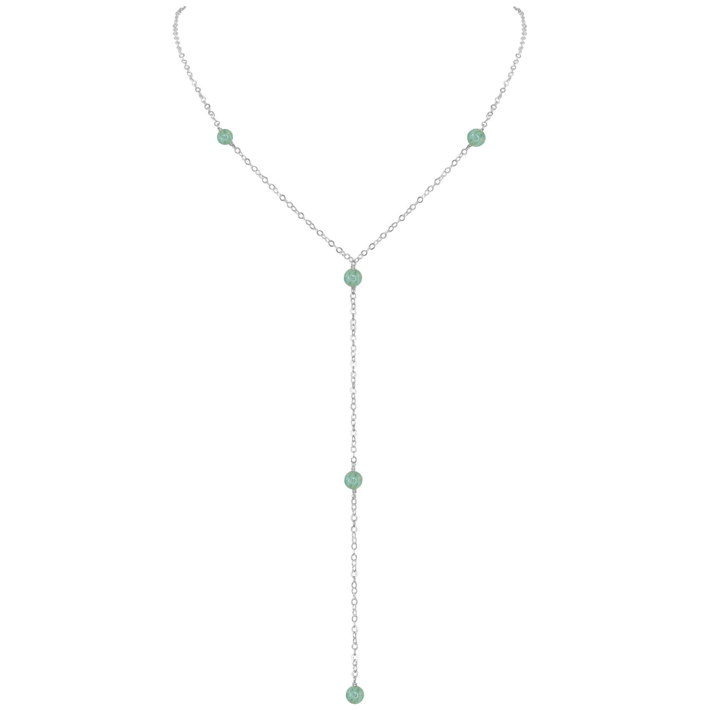 Dainty Amazonite Lariat Necklace - Dainty Amazonite Lariat Necklace - Sterling Silver - Luna Tide Handmade Crystal Jewellery