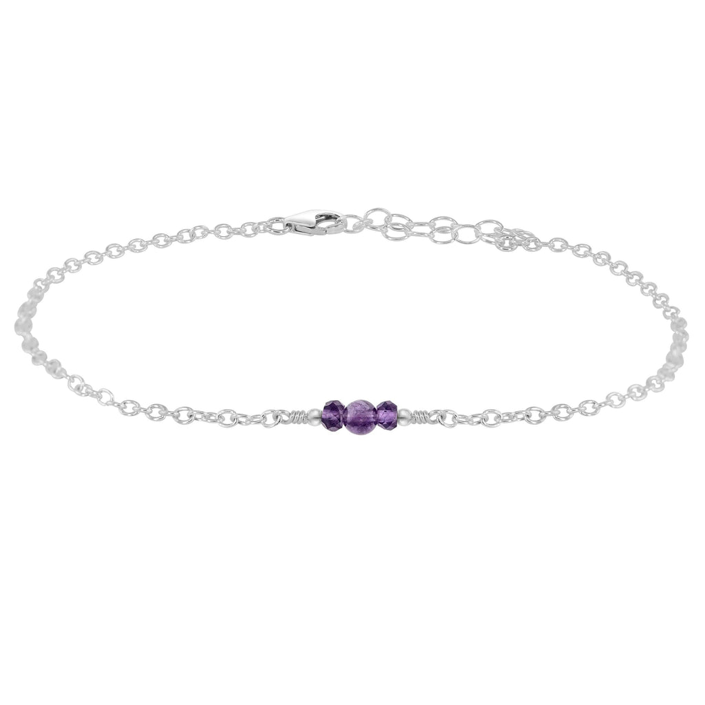 Dainty Amethyst Gemstone Anklet - Dainty Amethyst Gemstone Anklet - Sterling Silver - Luna Tide Handmade Crystal Jewellery