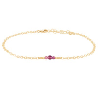 Dainty Anklet - Pink Tourmaline - 14K Gold Fill - Luna Tide Handmade Jewellery