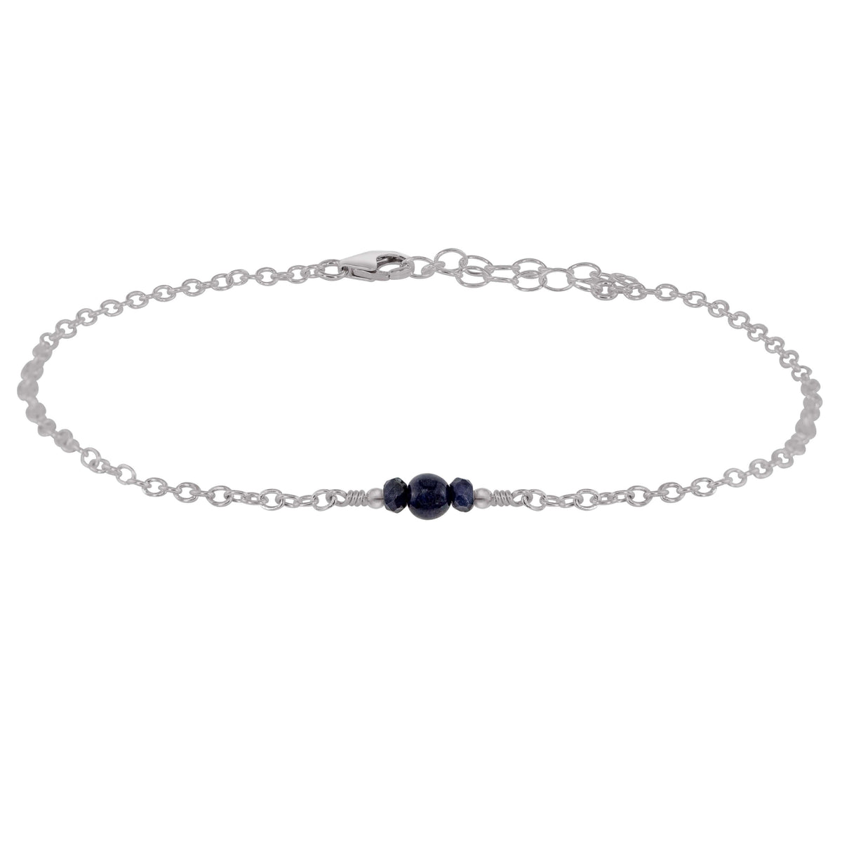 Dainty Anklet - Sapphire - Stainless Steel - Luna Tide Handmade Jewellery