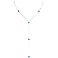 Dainty Y Necklace - Apatite - 14K Rose Gold Fill - Luna Tide Handmade Jewellery