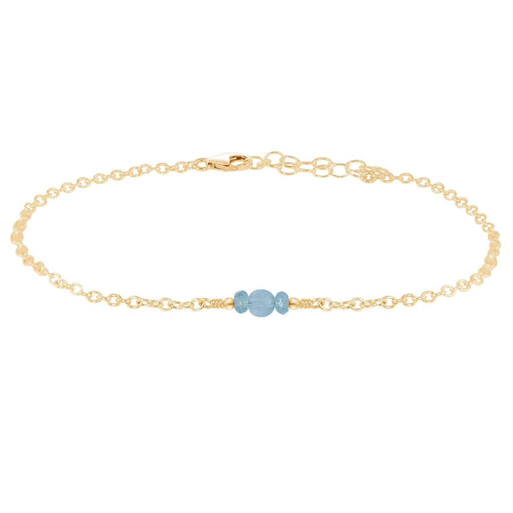 Dainty Aquamarine Gemstone Anklet - Dainty Aquamarine Gemstone Anklet - 14k Gold Fill - Luna Tide Handmade Crystal Jewellery