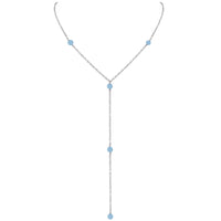 Dainty Y Necklace - Aquamarine - Stainless Steel - Luna Tide Handmade Jewellery
