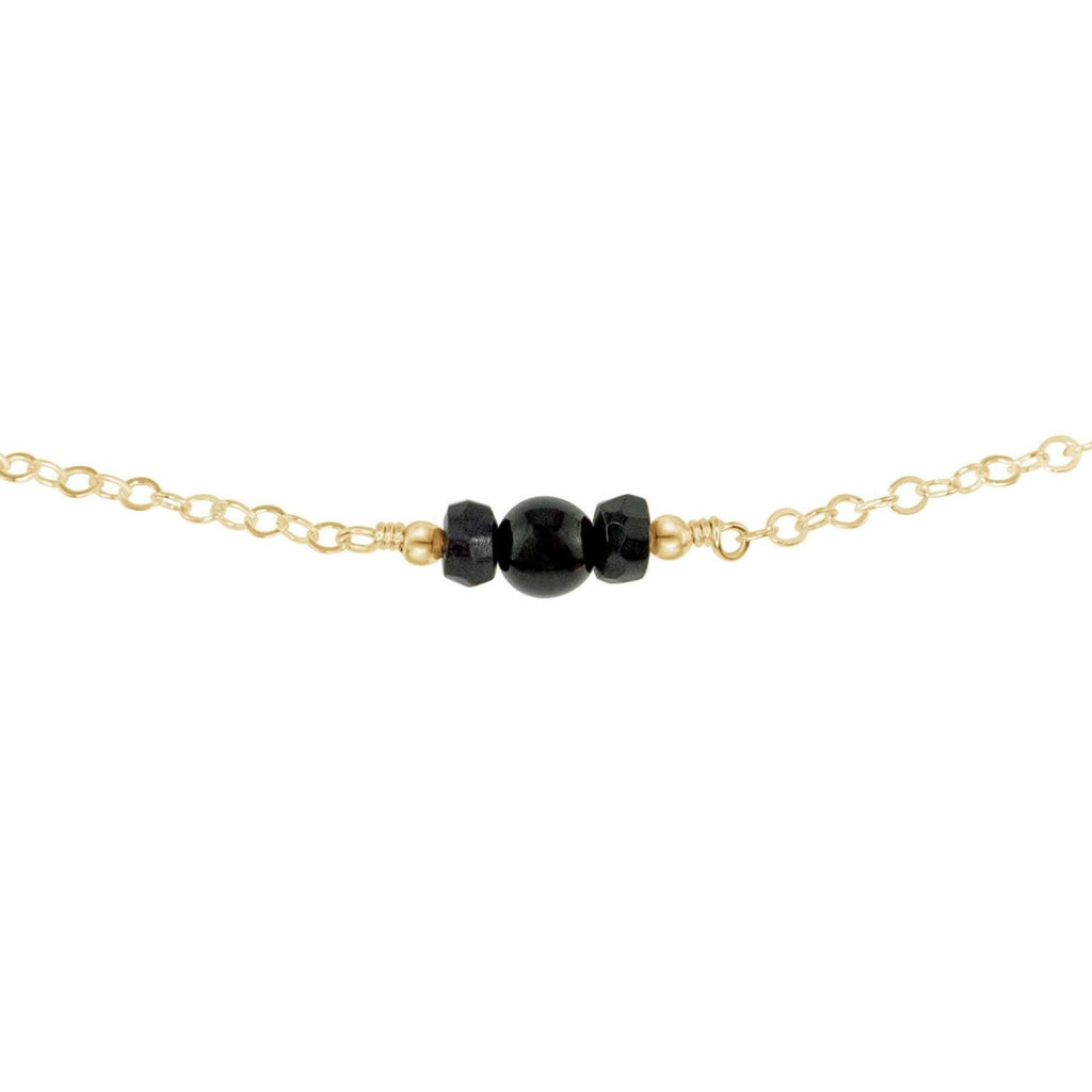 Dainty Black Tourmaline Gemstone Choker Necklace - Dainty Black Tourmaline Gemstone Choker Necklace - 14k Gold Fill - Luna Tide Handmade Crystal Jewellery