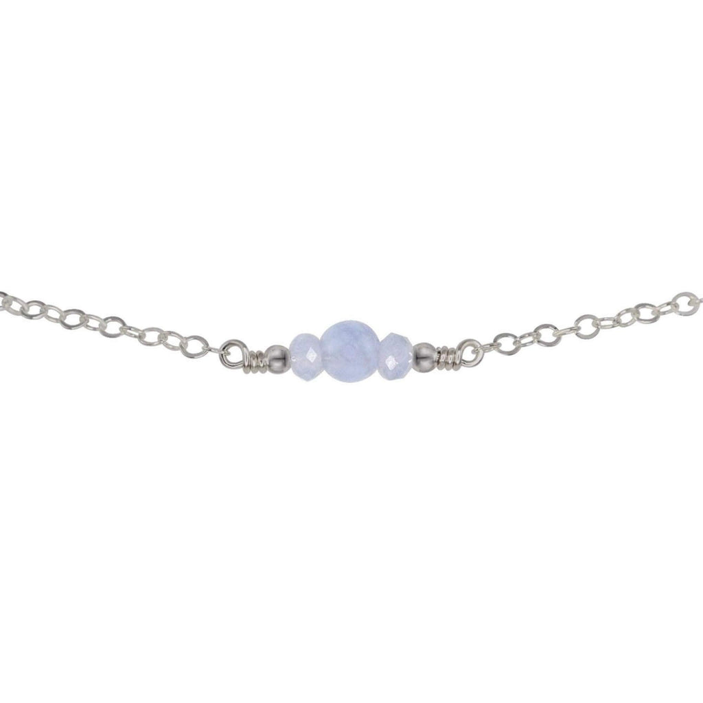 Dainty Blue Lace Agate Gemstone Choker Necklace - Dainty Blue Lace Agate Gemstone Choker Necklace - Stainless Steel - Luna Tide Handmade Crystal Jewellery