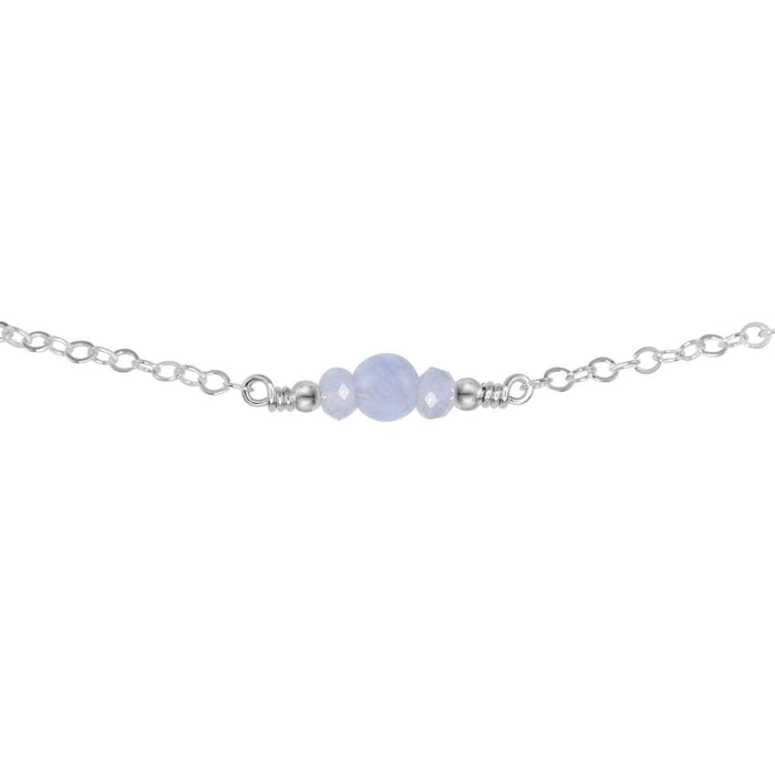 Dainty Blue Lace Agate Gemstone Choker Necklace - Dainty Blue Lace Agate Gemstone Choker Necklace - Sterling Silver - Luna Tide Handmade Crystal Jewellery