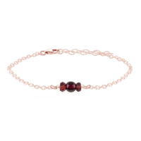 Dainty Bracelet - Garnet - 14K Rose Gold Fill - Luna Tide Handmade Jewellery