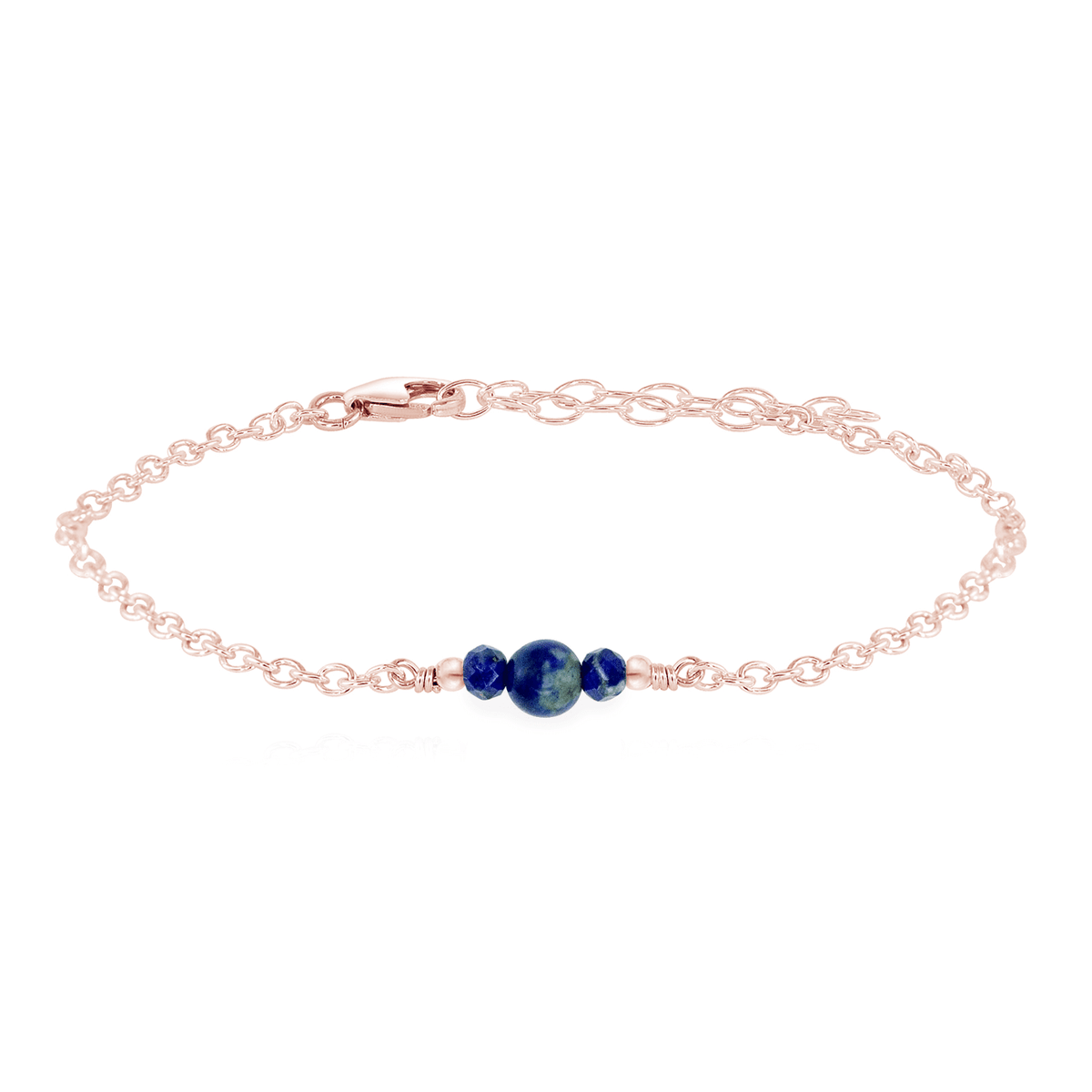 Dainty Bracelet - Lapis Lazuli - 14K Rose Gold Fill - Luna Tide Handmade Jewellery