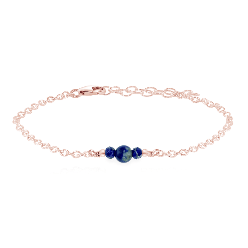 Dainty Bracelet - Lapis Lazuli - 14K Rose Gold Fill - Luna Tide Handmade Jewellery