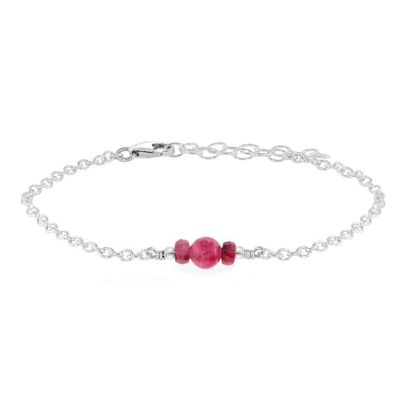 Dainty Bracelet - Ruby - Sterling Silver - Luna Tide Handmade Jewellery