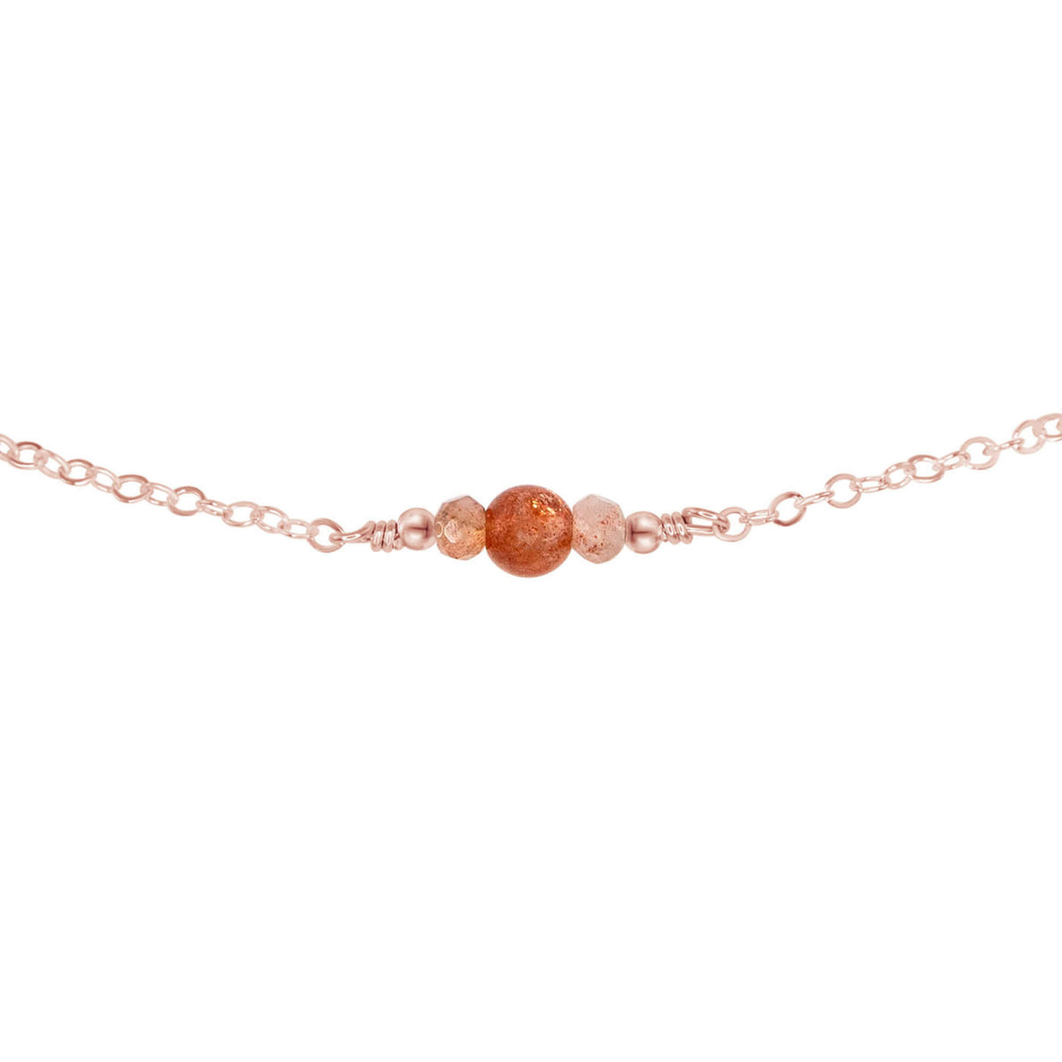 Dainty Choker - Sunstone - 14K Rose Gold Fill - Luna Tide Handmade Jewellery