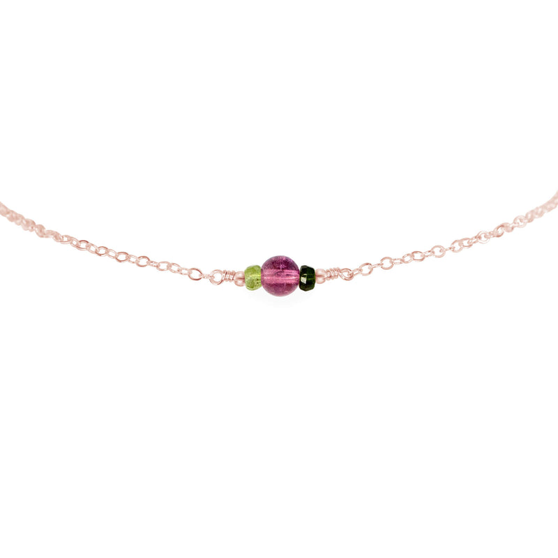 Dainty Choker - Tourmaline - 14K Rose Gold Fill - Luna Tide Handmade Jewellery