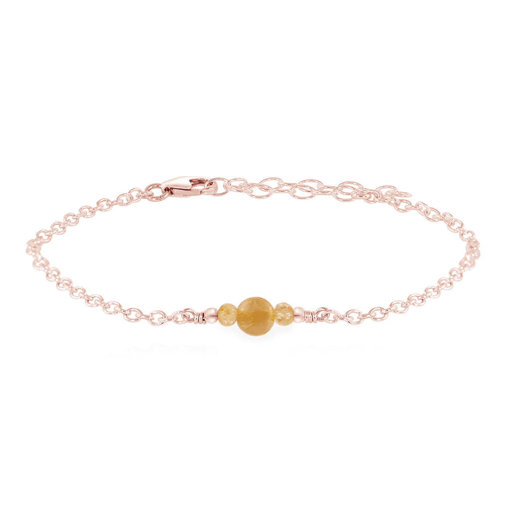 Dainty Citrine Gemstone Bracelet - Dainty Citrine Gemstone Bracelet - 14k Rose Gold Fill - Luna Tide Handmade Crystal Jewellery