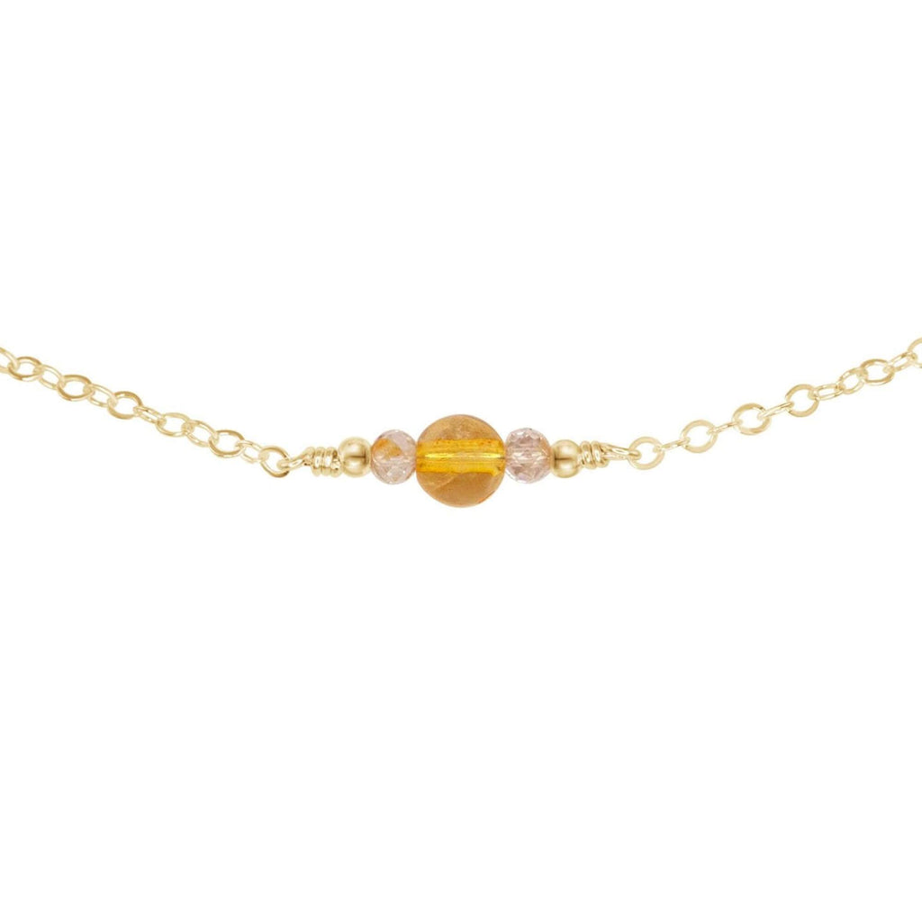 Dainty Citrine Gemstone Choker Necklace - Dainty Citrine Gemstone Choker Necklace - 14k Gold Fill - Luna Tide Handmade Crystal Jewellery