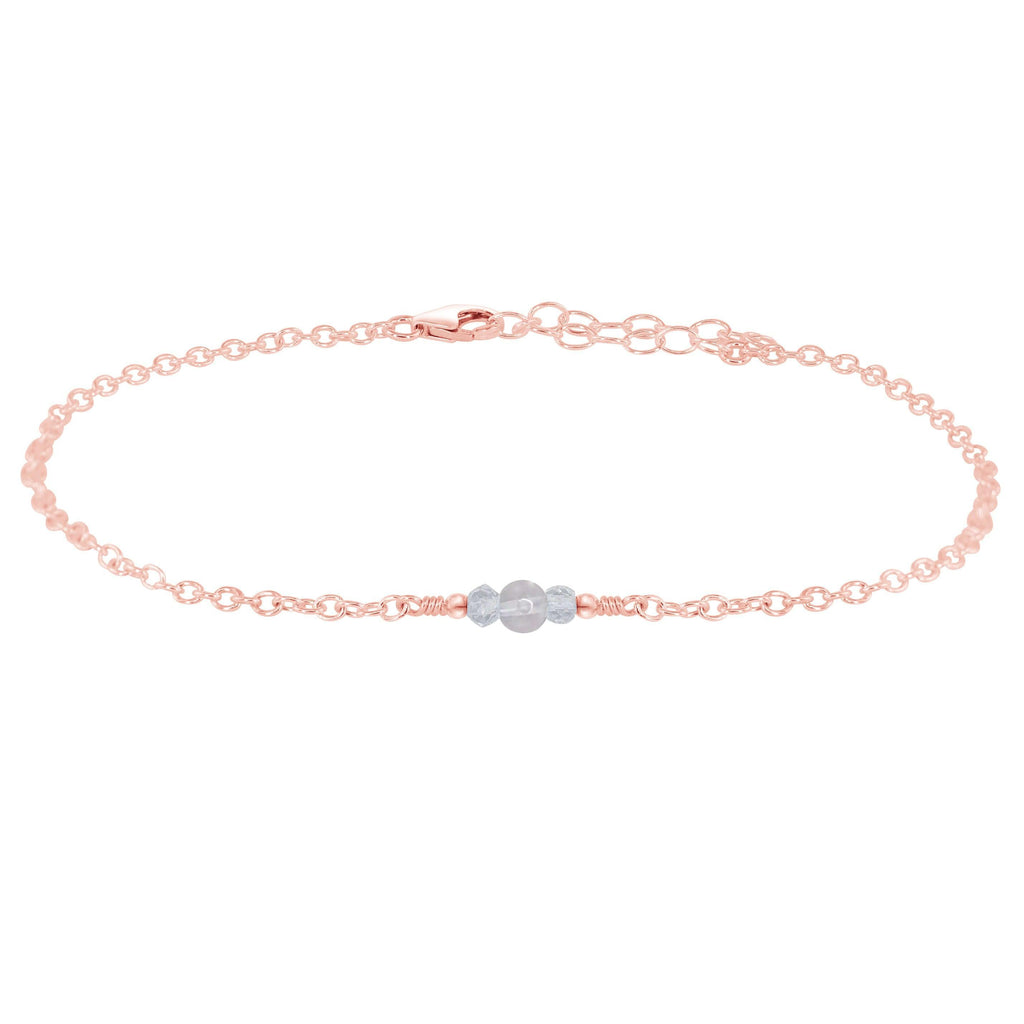 Dainty Crystal Quartz Gemstone Anklet - Dainty Crystal Quartz Gemstone Anklet - 14k Rose Gold Fill - Luna Tide Handmade Crystal Jewellery