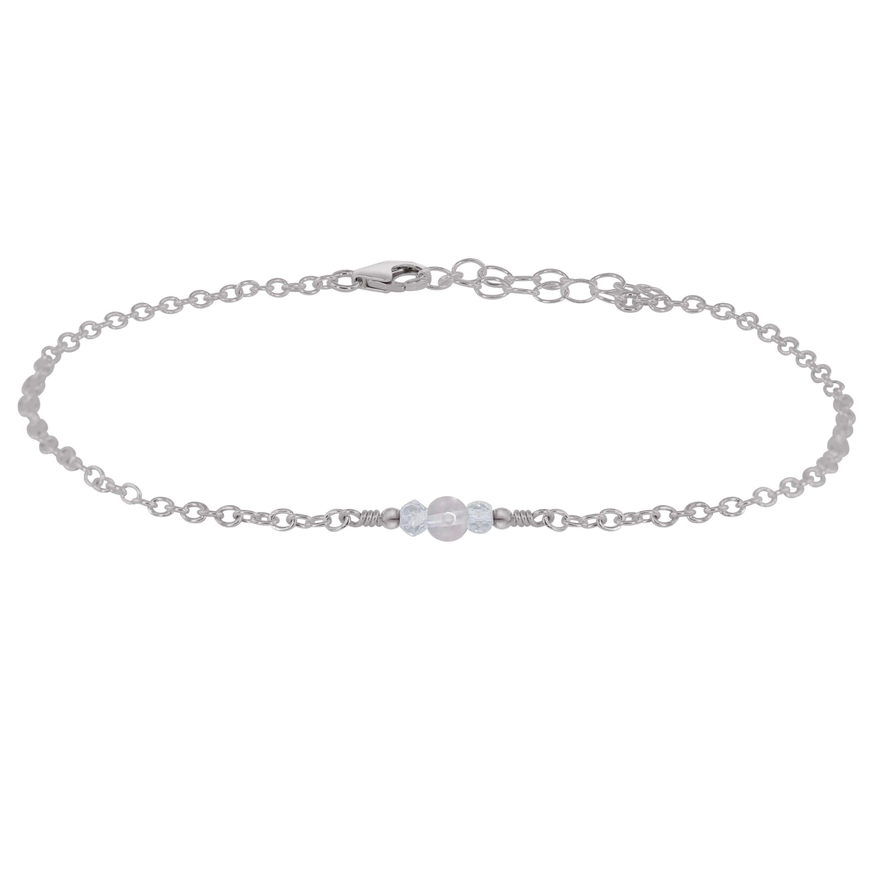 Dainty Crystal Quartz Gemstone Anklet - Dainty Crystal Quartz Gemstone Anklet - Stainless Steel - Luna Tide Handmade Crystal Jewellery