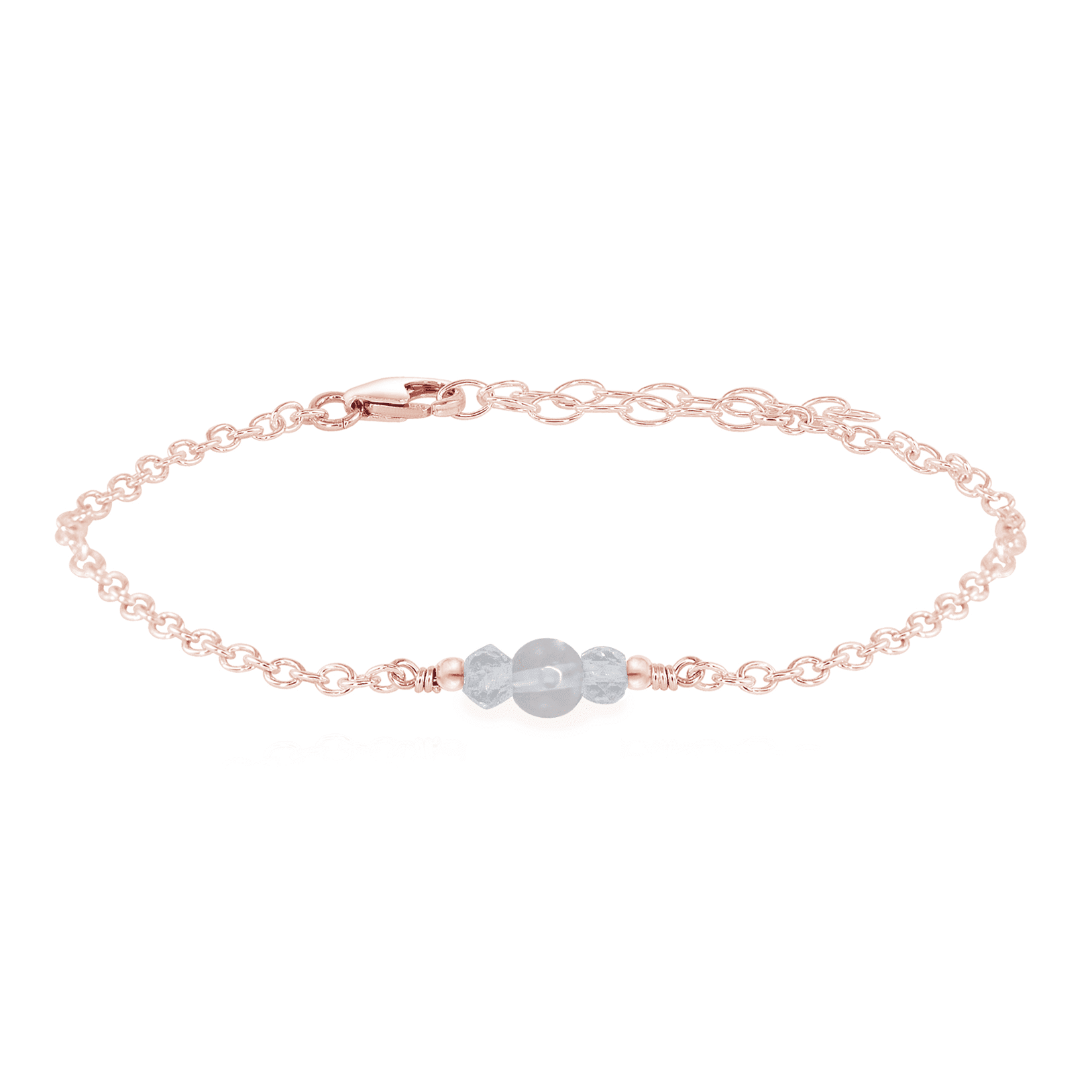 Dainty Crystal Quartz Gemstone Bracelet - Dainty Crystal Quartz Gemstone Bracelet - 14k Rose Gold Fill - Luna Tide Handmade Crystal Jewellery