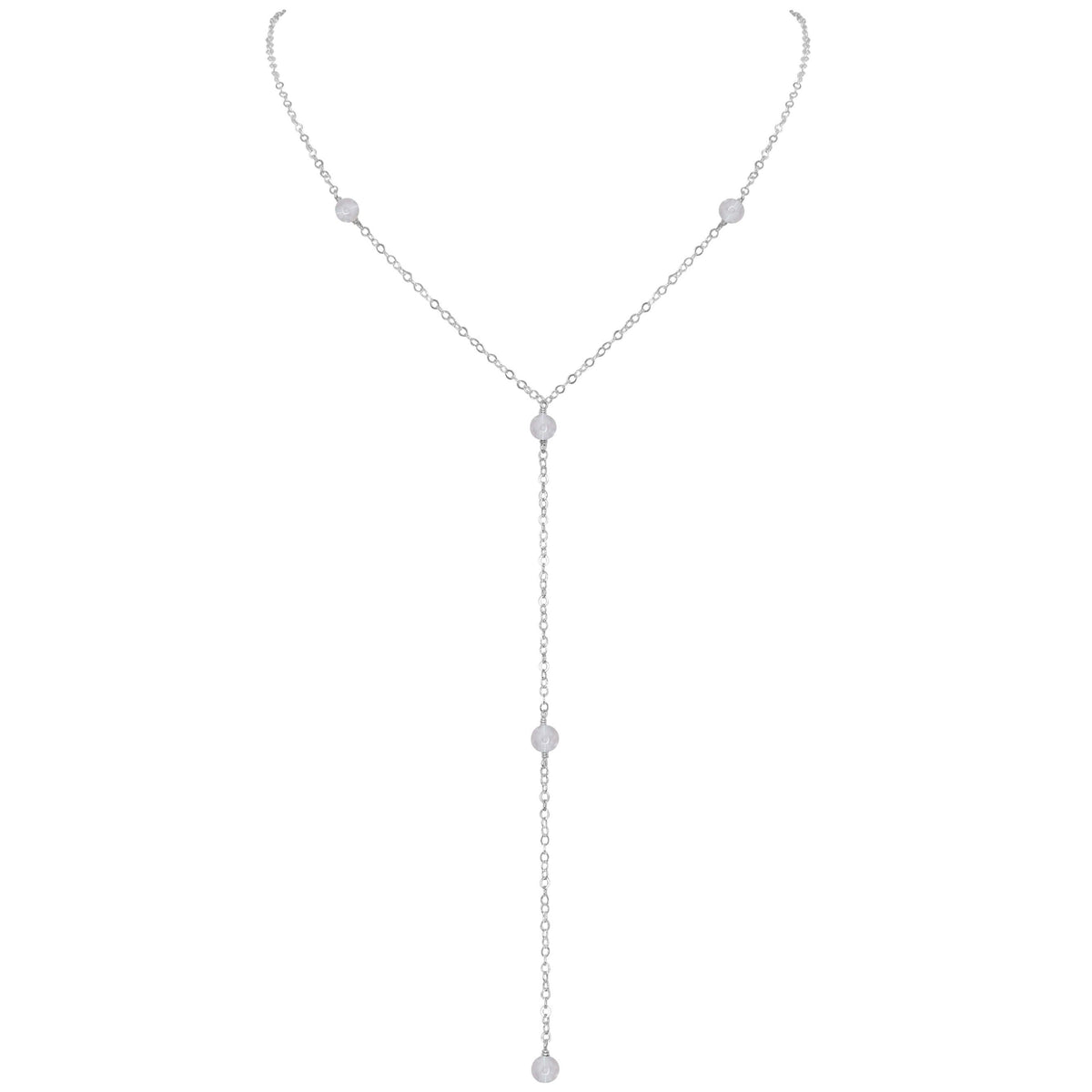 Dainty Y Necklace - Crystal Quartz - Sterling Silver - Luna Tide Handmade Jewellery