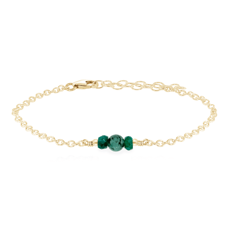 Dainty Bracelet - Emerald - 14K Gold Fill - Luna Tide Handmade Jewellery