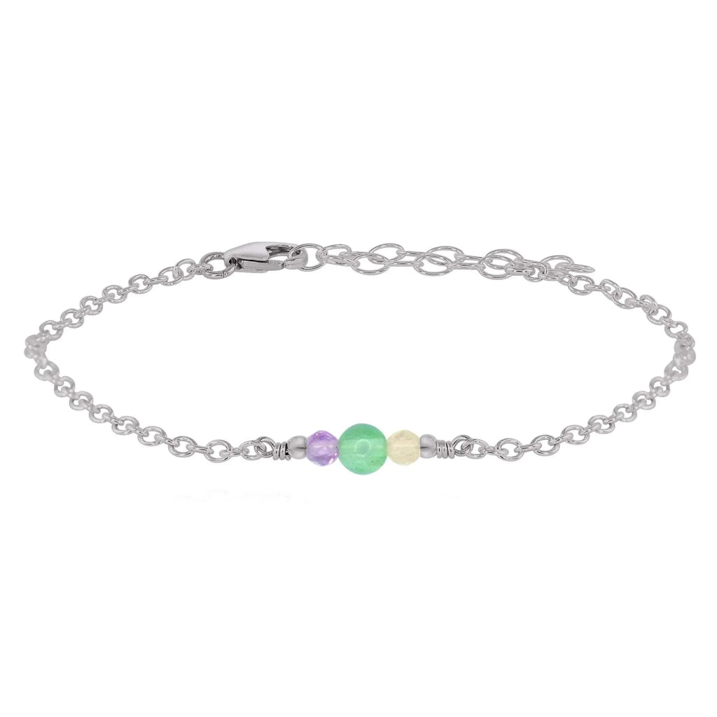 Dainty Fluorite Gemstone Bracelet - Dainty Fluorite Gemstone Bracelet - Stainless Steel - Luna Tide Handmade Crystal Jewellery